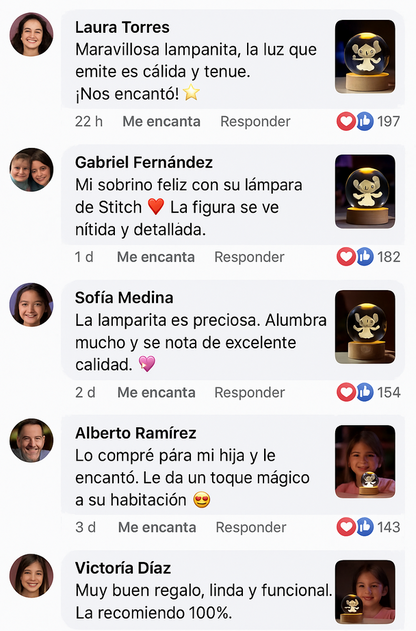 Lámpara de Cristal LED 3D de Stitch – El regalo mágico que ilumina la pieza de tus hijos 💙✨