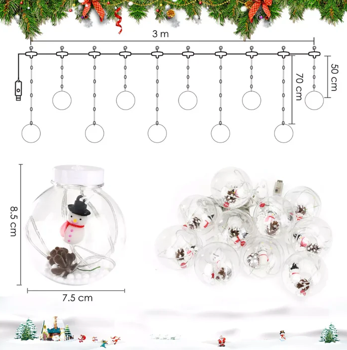 🎅🏻 ¡CORTINA LED DE ESFERAS NAVIDEÑAS A CORRIENTE! 🎁 ENVÍO GRATIS Y PAGA AL RECIBIR 🏠✨