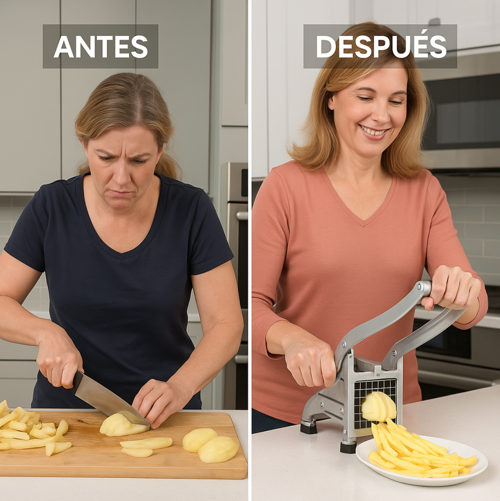 ¡Corta papas como un chef sin esfuerzo y en segundos! 🍟✨