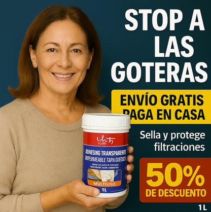 Elimina Filtraciones al Instante con el Sellador Transparente de 1 kg – ¡Invisible, Potente y Listo para Proteger tu Hogar!