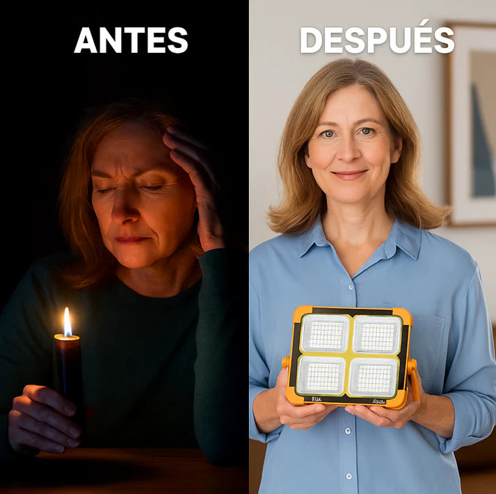 Lámpara Reflector Solar LED Portátil y Power Bank para tus Emergencias ⚡🚨