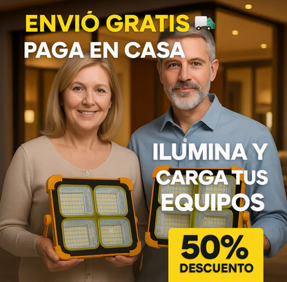 Lámpara Reflector Solar LED Portátil y Power Bank para tus Emergencias ⚡🚨